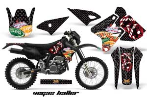Kawasaki KLX400 Dirt Bike Graphic Kit - 2000-2016 Vegas Baller Black