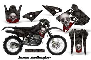 Kawasaki KLX400 Dirt Bike Graphic Kit - 2000-2016 Bone Collector Black