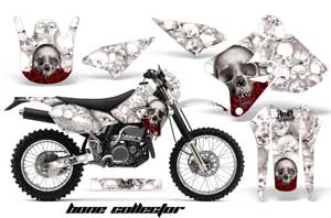 Kawasaki KLX400 Dirt Bike Graphic Kit - 2000-2016 Bone Collector White