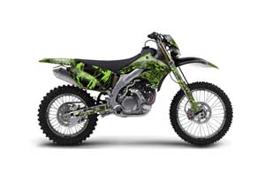 Kawasaki KLX450 Enduro Dirt Bike Graphic Kit - 2008-2016 Skulls and Hammers Green