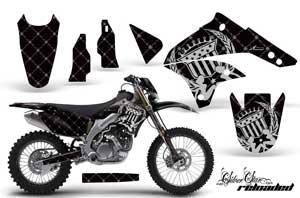 Kawasaki KLX450 Enduro Dirt Bike Graphic Kit - 2008-2016 Silver Star - Reloaded Black