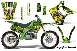 Kawasaki KX125 Dirt Bike Graphic Kit - 1990-1991 Motorhead Green