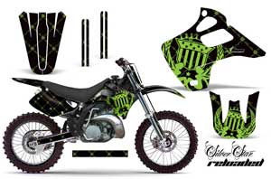 Kawasaki KX125 Dirt Bike Graphic Kit - 1992-1993 Silver Star - Reloaded Green