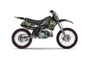 Kawasaki KX125 Dirt Bike Graphic Kit - 1992-1993 Silver Star - Silverhaze Green