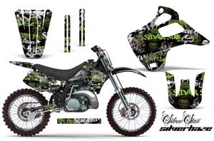Kawasaki KX125 Dirt Bike Graphic Kit - 1992-1993 Silver Star - Silverhaze Green