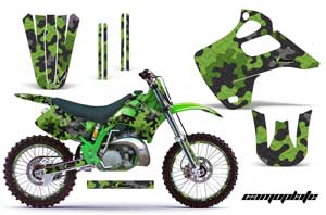 Kawasaki KX125 Dirt Bike Graphic Kit - 1992-1993 Camoplate Green