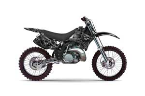 Kawasaki KX125 Dirt Bike Graphic Kit - 1992-1993 Skulls and Hammers Silver