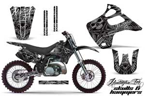 Kawasaki KX125 Dirt Bike Graphic Kit - 1992-1993 Skulls and Hammers Silver