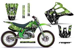Kawasaki KX125 Dirt Bike Graphic Kit - 1992-1993 Reaper Green