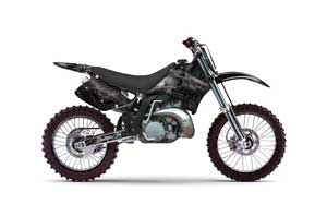 Kawasaki KX125 Dirt Bike Graphic Kit - 1992-1993 Skulls and Hammers Black