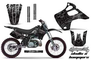 Kawasaki KX125 Dirt Bike Graphic Kit - 1992-1993 Skulls and Hammers Black