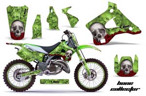 Kawasaki KX125 Dirt Bike Graphic Kit - 1994-1998 Bone Collector Green