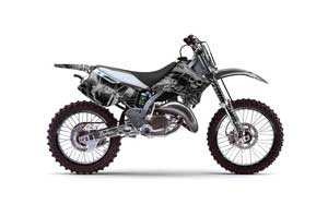 Kawasaki KX125 Dirt Bike Graphic Kit - 1994-1998 Skulls and Hammers Silver