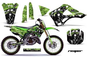 Kawasaki KX250 Dirt Bike Graphic Kit - 1999-2002 Reaper Green