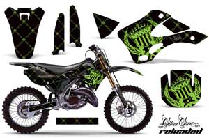 Kawasaki KX125 Dirt Bike Graphic Kit - 1999-2002 Silver Star - Reloaded Green