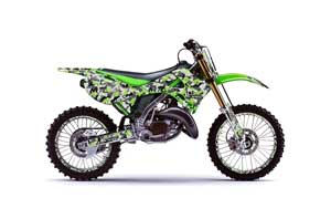 Kawasaki KX125 Dirt Bike Graphic Kit - 1999-2002 Urban Camo Green