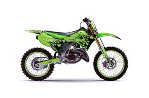 Kawasaki KX125 Dirt Bike Graphic Kit - 1999-2002 Diamond Flames Green