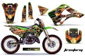 Kawasaki KX125 Dirt Bike Graphic Kit - 1999-2002 Firestorm Green