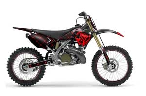 Kawasaki KX125 Dirt Bike Graphic Kit - 2003-2016 Silver Star - Reloaded Red