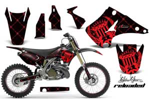 Kawasaki KX125 Dirt Bike Graphic Kit - 2003-2016 Silver Star - Reloaded Red