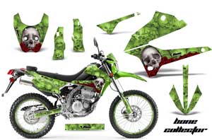 Kawasaki KLX250 Enduro Dirt Bike Graphic Kit - 2008-2018 Bone Collector Green