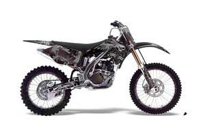 Kawasaki KX250F Dirt Bike Graphic Kit - 2004-2005 Skulls and Hammers Silver