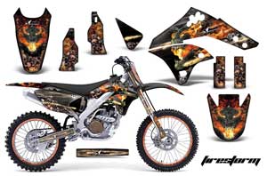 Kawasaki KX250F Dirt Bike Graphic Kit - 2006-2008 Firestorm Black