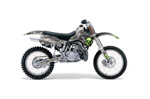 Kawasaki KX500 Dirt Bike Graphic Kit - 1988-2004 Checkered Skull Green