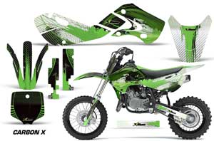 Kawasaki KLX110 Dirt Bike Graphic Kit - 2002-2009 Carbon X Green
