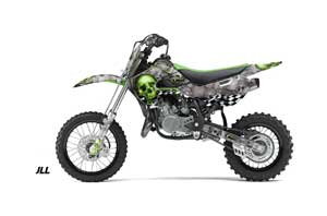 Kawasaki KX65 Dirt Bike Graphic Kit - 2002-2018 Checkered Skull Green