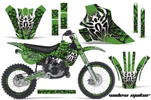 Kawasaki KX100 Dirt Bike Graphic Kit - 1995-1997 Widow Maker Green
