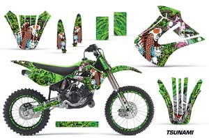 Kawasaki KX100 Dirt Bike Graphic Kit - 2001-2013 Tsunami Green
