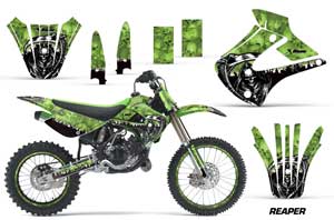 Kawasaki KX85 Dirt Bike Graphic Kit - 2001-2013 Reaper Green