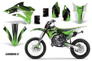 Kawasaki KX100 Dirt Bike Graphic Kit - 2014-2020 Carbon X Green