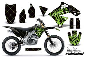 Kawasaki KXF250 Dirt Bike Graphic Kit - 2009-2012 Silver Star - Reloaded Green