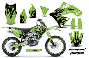 Kawasaki KXF250 Dirt Bike Graphic Kit - 2009-2012 Diamond Flames Green