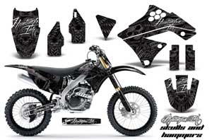 Kawasaki KXF250 Dirt Bike Graphic Kit - 2009-2012 Skulls and Hammers Silver