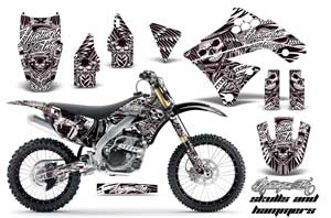 Kawasaki KXF250 Dirt Bike Graphic Kit - 2009-2012 Skulls and Hammers White