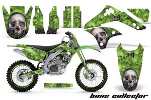 Kawasaki KXF450 Dirt Bike Graphic Kit - 2006-2008 Bone Collector Green