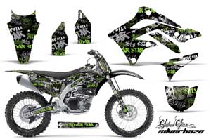Kawasaki KXF450 Dirt Bike Graphic Kit - 2012-2015 Silver Star - Silverhaze Green