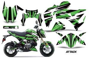 Kawasaki Z125 Pro Dirt Bike Graphic Kit - 2017-2021 Attack Green