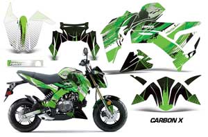 Kawasaki Z125 Pro Dirt Bike Graphic Kit - 2017-2021 Carbon X Green