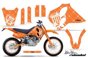 KTM C0 SX / MXC 4 Stroke Dirt Bike Graphic Kit - 1993-1997 Silver Star - Reloaded Orange