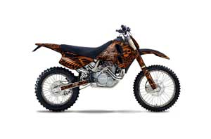 KTM C0 SX / EXC 4 Stroke Dirt Bike Graphic Kit - 1993-1997 Skulls and Hammers Orange