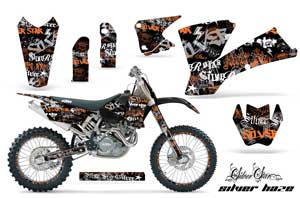 KTM C1 SX Dirt Bike Graphic Kit - 2001-2004 Silver Star - Silverhaze Orange