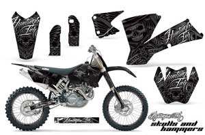 KTM C1 EXC Dirt Bike Graphic Kit - 2003-2004 Skulls and Hammers Black