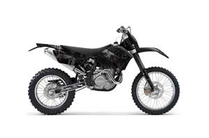 KTM C4 SX Dirt Bike Graphic Kit - 2005-2006 Skulls and Hammers Silver