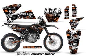KTM C4 SX Dirt Bike Graphic Kit - 2005-2006 Silver Star - Silverhaze Orange
