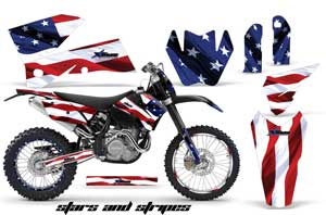 KTM C4 EXC Dirt Bike Graphic Kit - 2005-2007 Stars and Stripes Red White & Blue