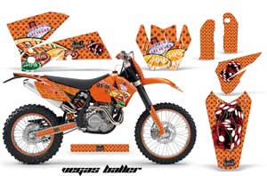KTM C4 SX Dirt Bike Graphic Kit - 2005-2006 Vegas Baller Orange